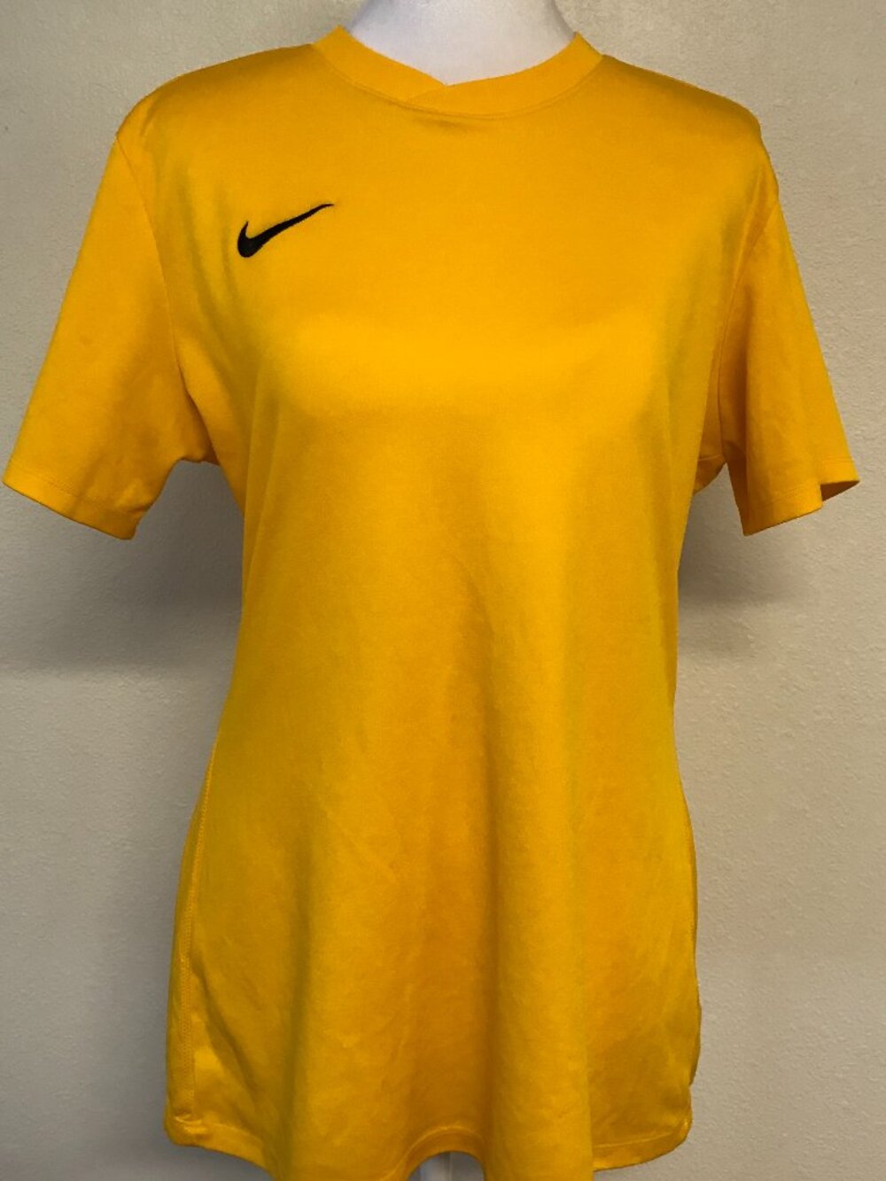 Nike Dri-FIT Yellow Running Workout Tee Women’s L Athletic Top